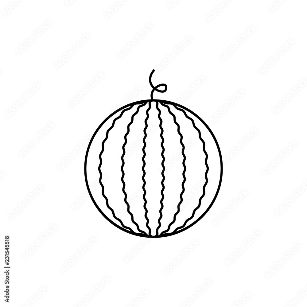 Watermelon slice on stick linear icon. Thin line illustration. Contour symbol. Vector isolated outline drawing Watermelon slice on stick linear icon. Thin line illustration. Contour symbol. Vector isolated outline drawing