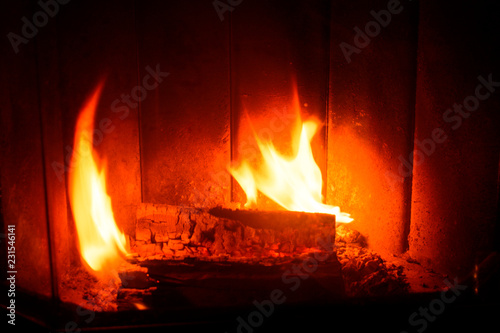 romantic fire in a fireplace