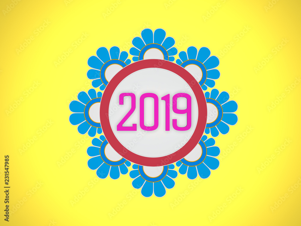 New Year 2019 Creative Design Concept - 3D Rendered Image New Year 2019 Creative Design Concept - 3D Rendered Image