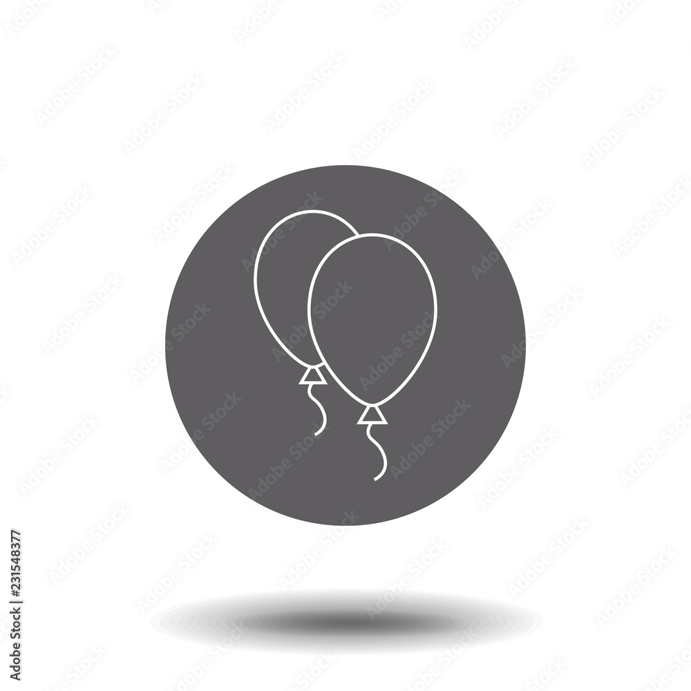 thin line balloon icon with shadow. concept of valentine day, recreational, recreation park item, festival, toy. isolated on white background. linear style trend modern logo design vector illustration
