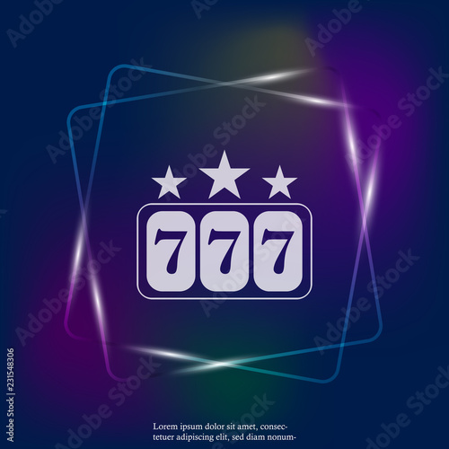 Vector neon light icon winnings in the casino. Jackpot icon 777. Slot machine icon. Layers grouped for easy editing illustration. For your design.