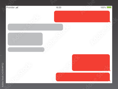 Messenger short message service bubbles. Text chat sms boxes. Empty messaging bubles template.