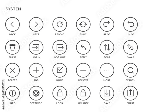 System User Interface (UI) Vector Icon Set. High Quality Minimal Lined Icons for All Purposes.