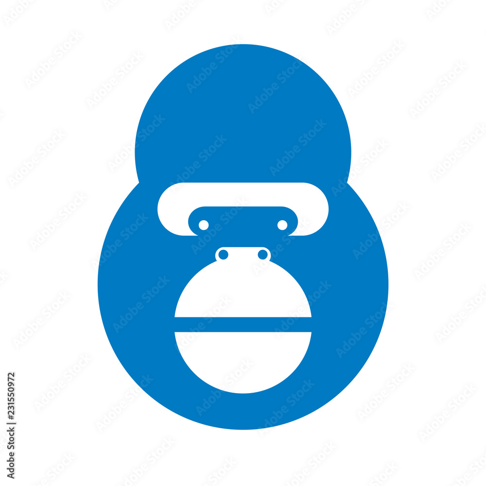 Naklejka premium Affe - Gorilla - Icon, Piktogramm, grafisches Element - blau