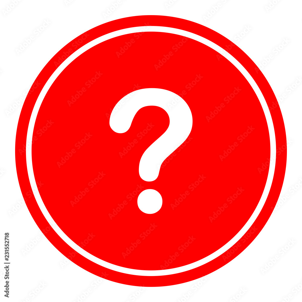 Question button icon vector illustration on red background Question button icon vector illustration on red background