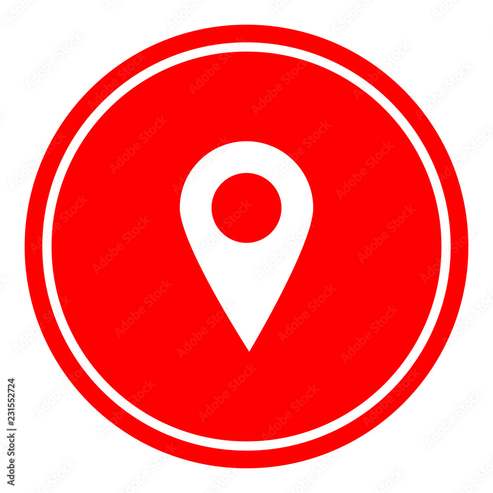 Simple location icon vector illustration on red background Simple location icon vector illustration on red background