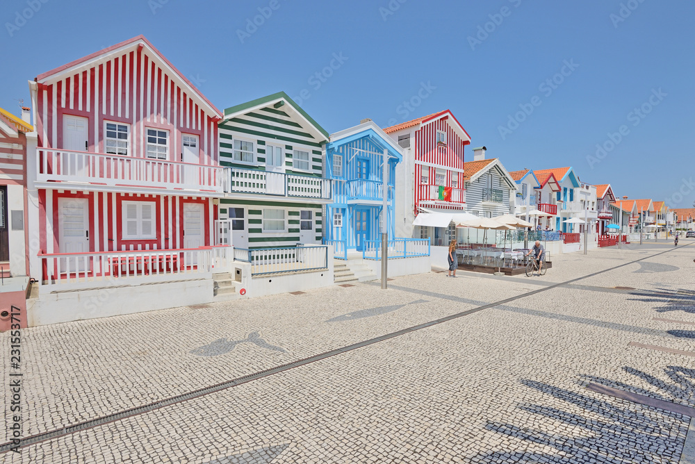 Colorful houses in Aveiro, Portugal - obrazy, fototapety, plakaty 