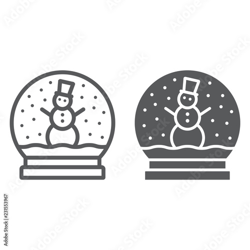 Snow globe line and glyph icon, christmas