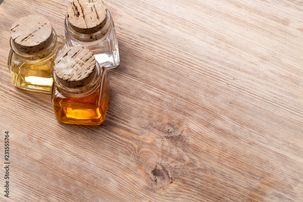 olive oil and vinegar on a wooden olive oil and vinegar on a wooden