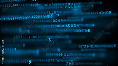 Digital background matrix. Data packets. Binary computer code. Hacker concept. 3d rendering