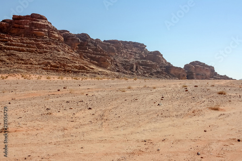 Rock mountain in Wadi rum desert - Jordan