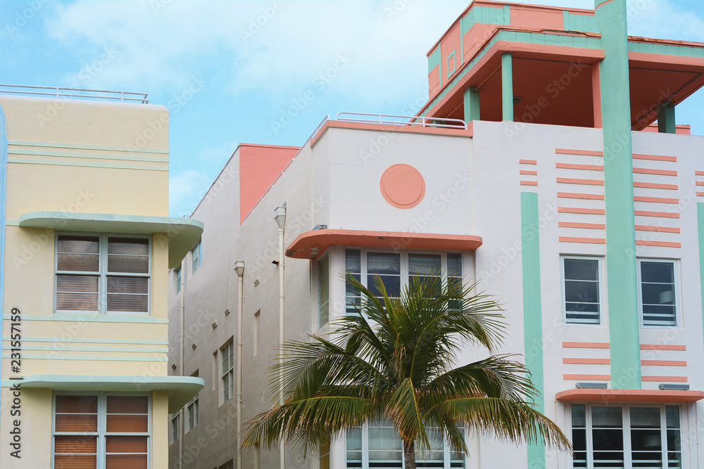 Fototapeta premium Budynki w stylu art deco w Miami na Florydzie