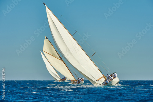 Sailing yacht race. Yachting. Sailing. Regatta. Classic sail yachts 