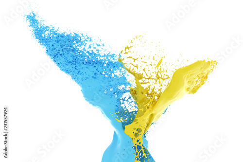 abstract liquid splash isolated on white background, 3d render
