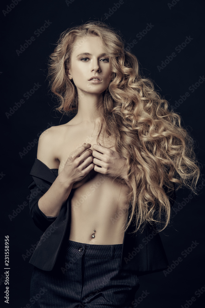 Naklejka premium long curly hair