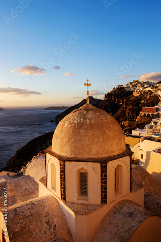 Santorini Island Greek Orthodox Church with a view