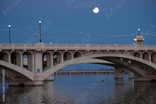 moonn with bridge over the river photo