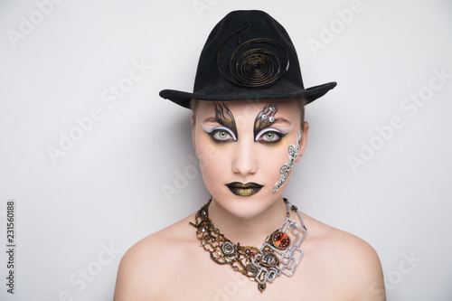 woman steam punk make up