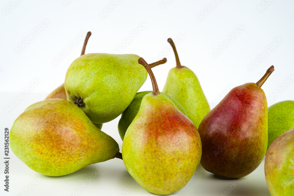 Pears isolated on white background. Copy space for text Pears isolated on white background. Copy space for text