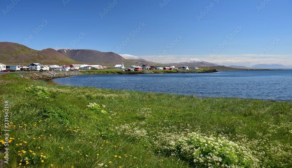 The small town Skagaströnd in Iceland. Peninsula Skagi.