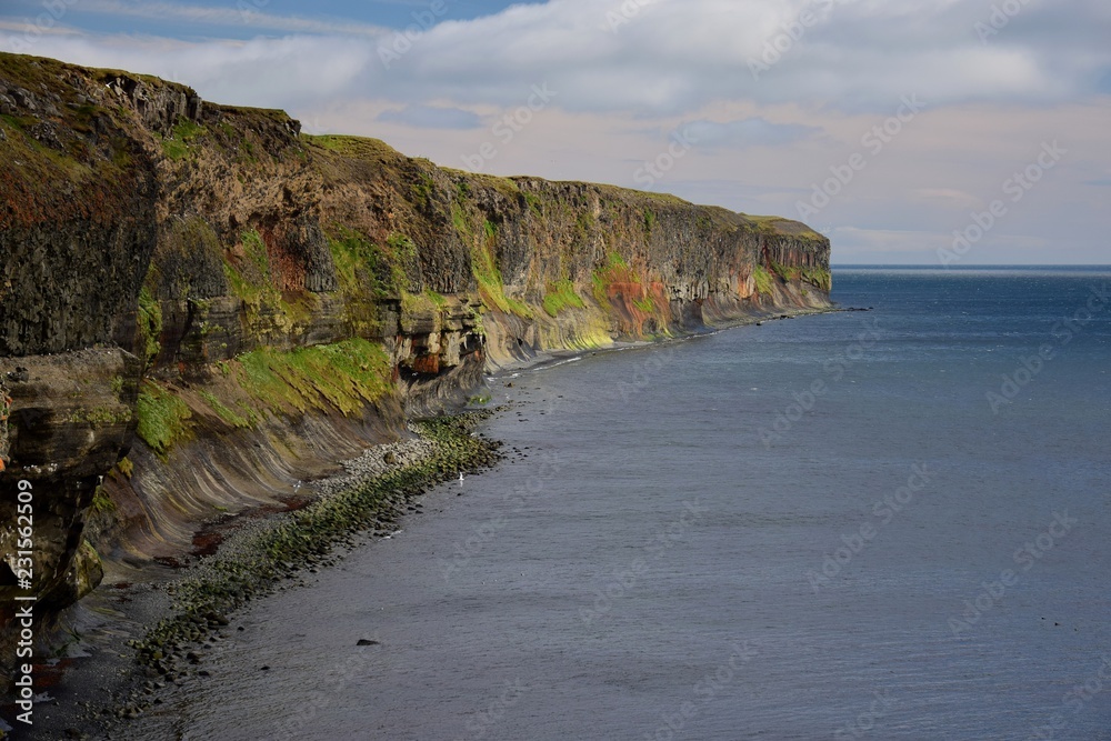 Obraz premium Icelandic landscape. Colorful cliffs on the west coast of peninsula Skagi.