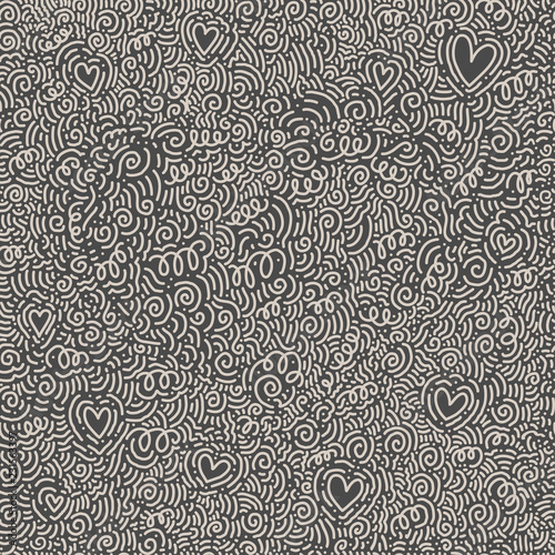 Fototapeta Naklejka Na Ścianę i Meble -  Scattered Geometric Line Shapes. Abstract Background Design. Vector Seamless Black and White Pattern.