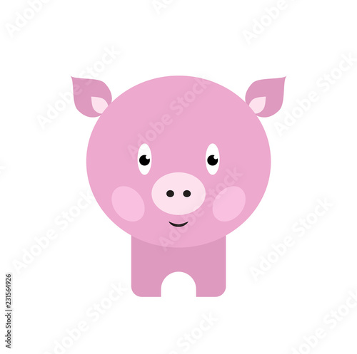 Cute pig cartoon. Happy Smiling Little Baby Pig.