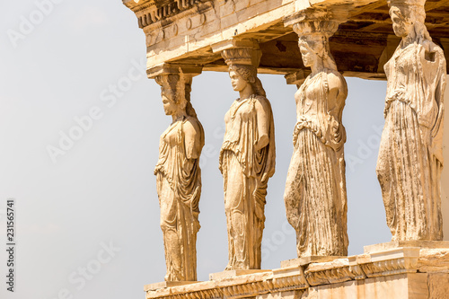 Caryatids Erechteion Acropolis Athens Greece  Detail of caryatids statues on the Parthenon on Acropolis Hill