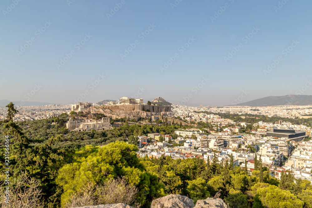 Acropolis with Parthenon  View from the hill of Philopappou