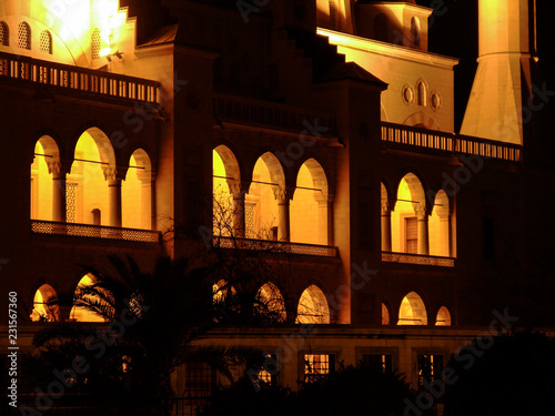 The detail of mosque at night photo