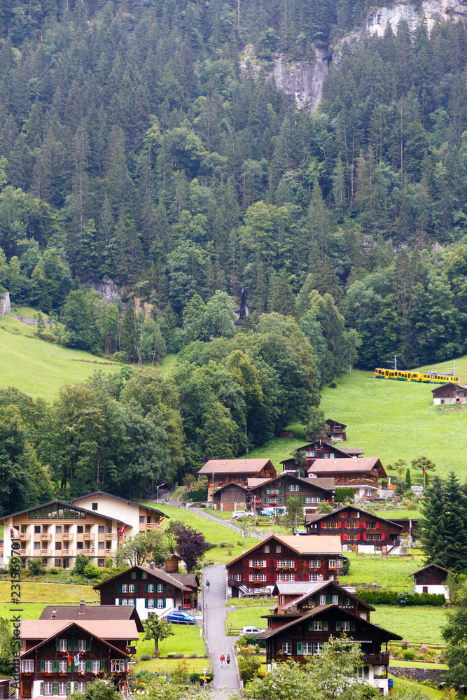 Swiss houses in the mountains