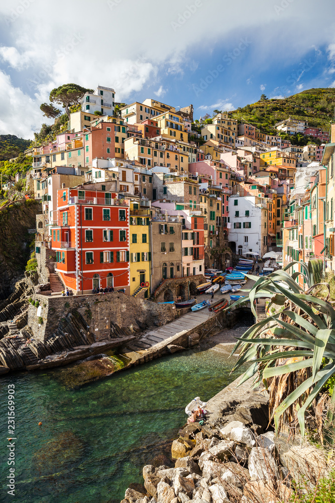 Riomaggiore. It is the most southern village of the five Cinque Terre towns. Liguria, Italy.