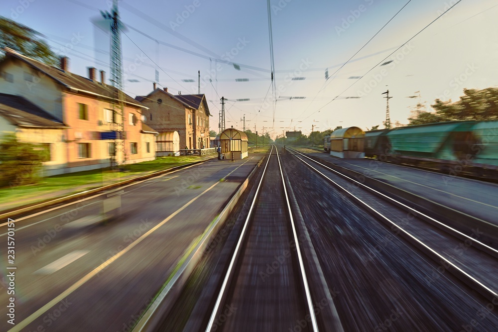 Railway tracks blur