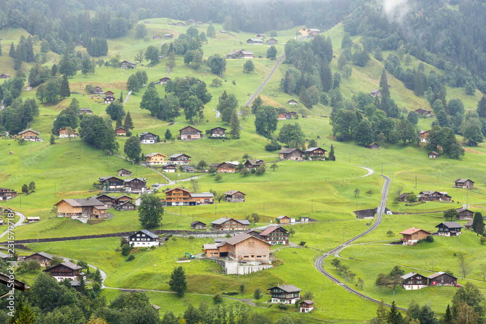 Swiss village in the mountains