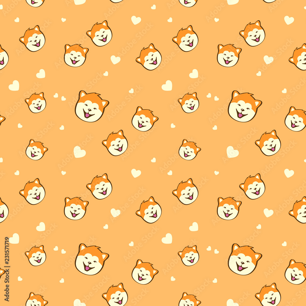 Fototapeta premium Seamless Pattern with Akita dog