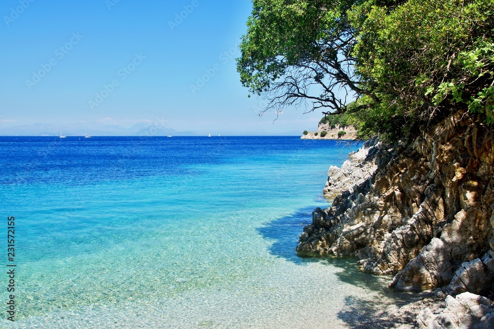 Greece,island Ithaki-view of the seacoast near Frikes