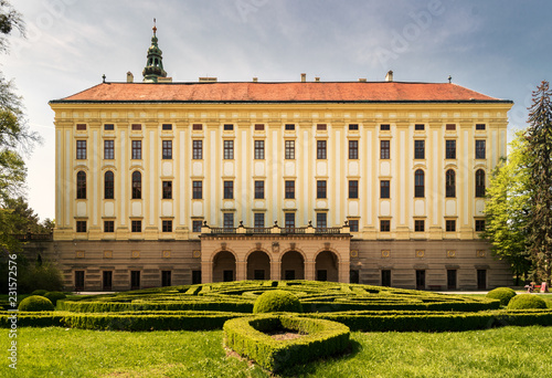 Castle Kromeriz, UNESCO sight, Czech Republic. Panoramic view on archiepiscopal castle in Kromeriz (Moravia, Czech Republic) from the garden