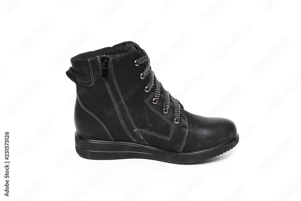Women's demi-season shoes leather isolated on white background Women's demi-season shoes leather isolated on white background