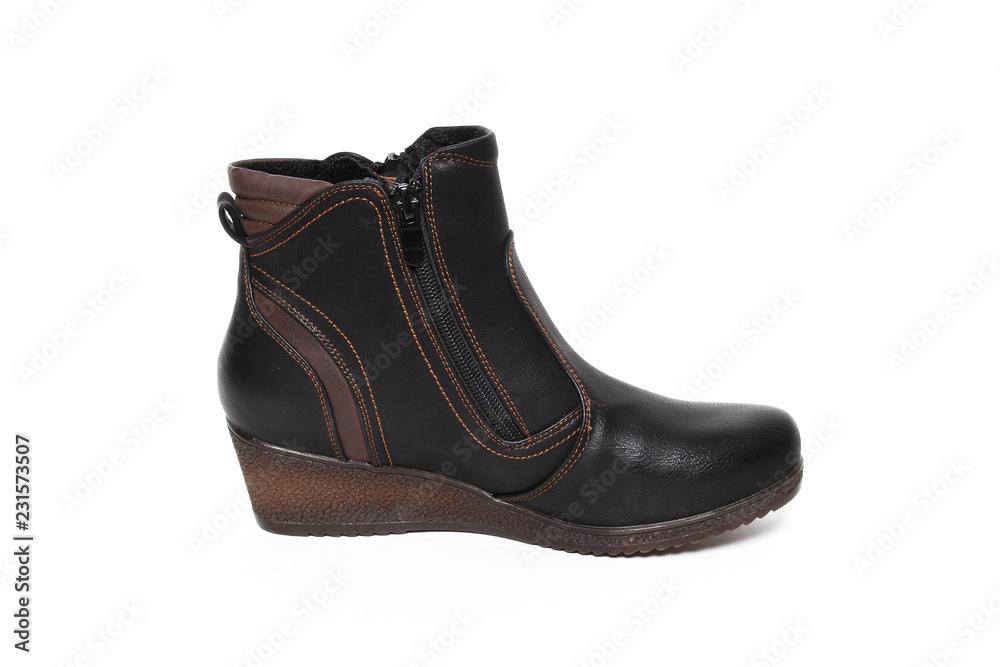 Women's demi-season shoes leather isolated on white background Women's demi-season shoes leather isolated on white background
