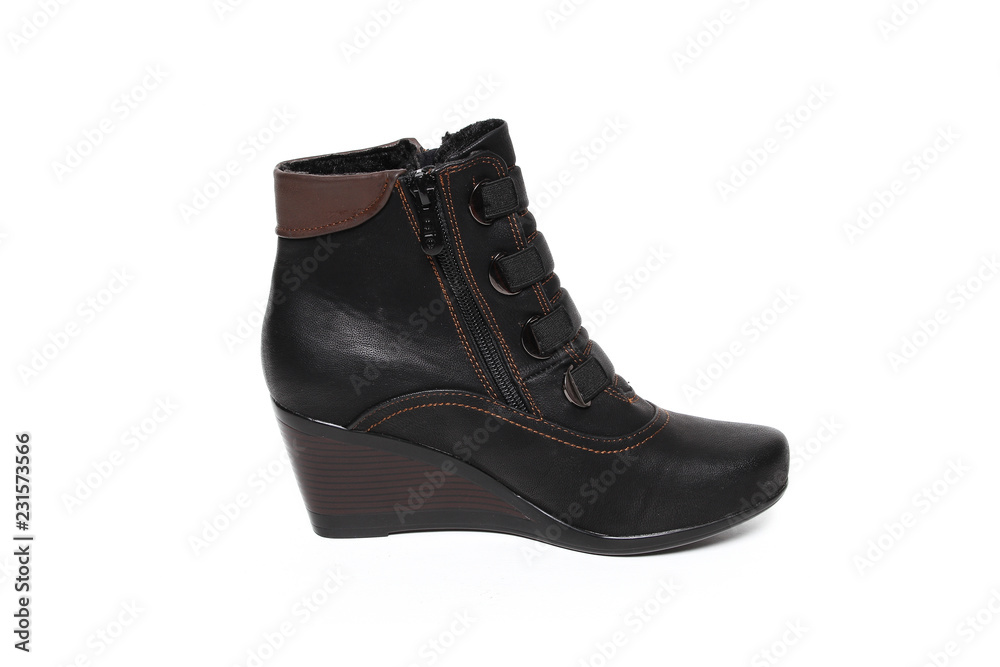 Women's demi-season shoes leather isolated on white background Women's demi-season shoes leather isolated on white background