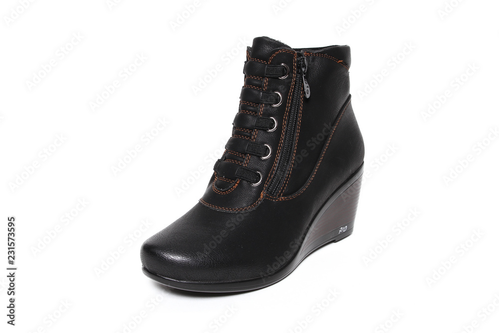 Women's demi-season shoes leather isolated on white background