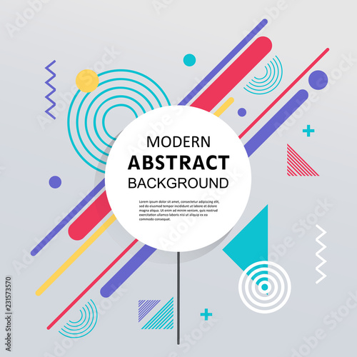Abstract geometric memphis flat pattern colorful design and background with badge. EPS 10 Vector. Use for modern design, decorated, fashion, template, cover, flyer.