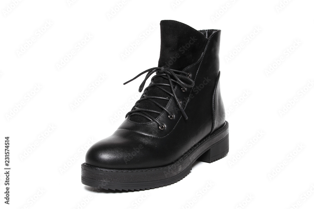 Women's demi-season shoes leather isolated on white background Women's demi-season shoes leather isolated on white background