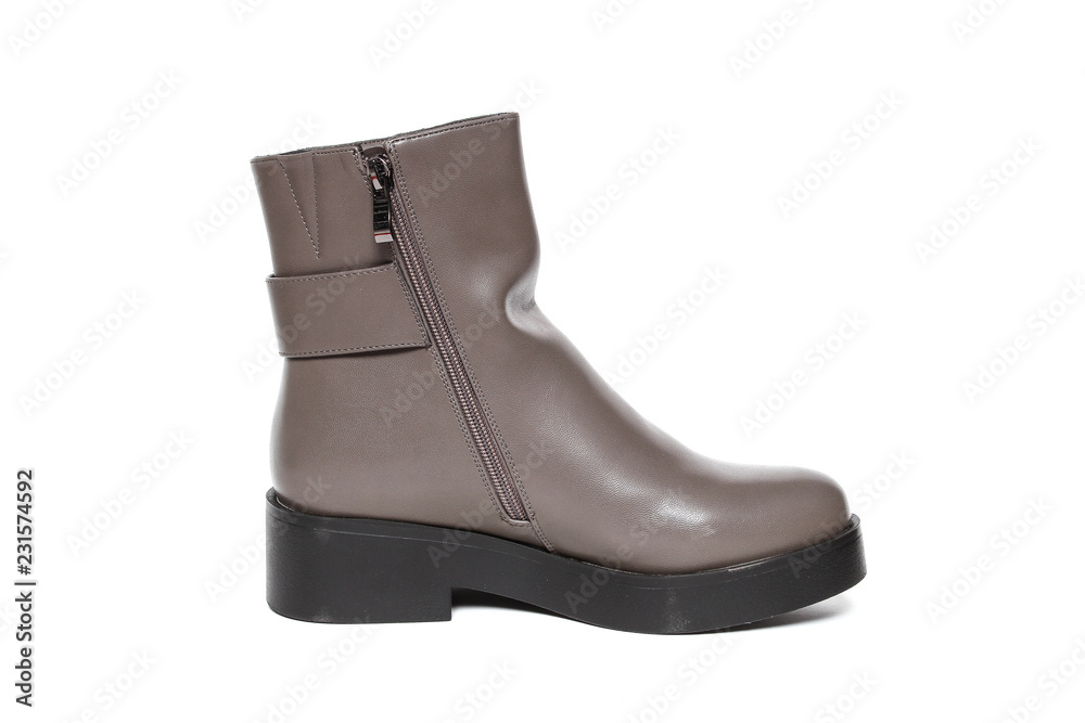 Women's demi-season shoes leather isolated on white background Women's demi-season shoes leather isolated on white background
