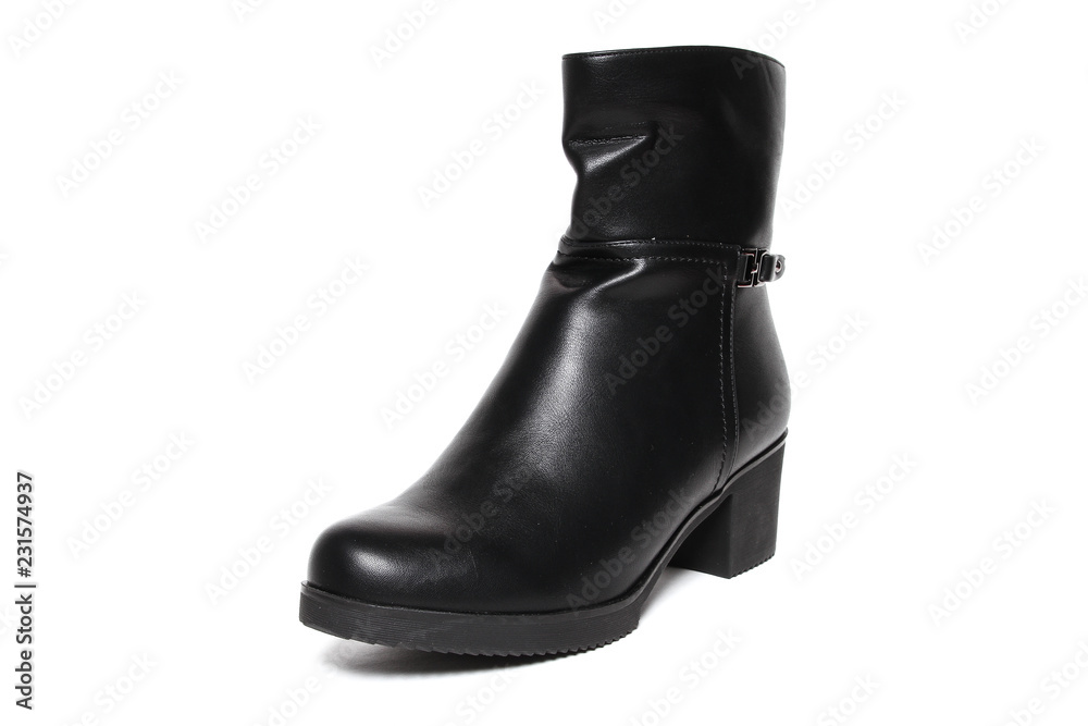 Women's demi-season shoes leather isolated on white background