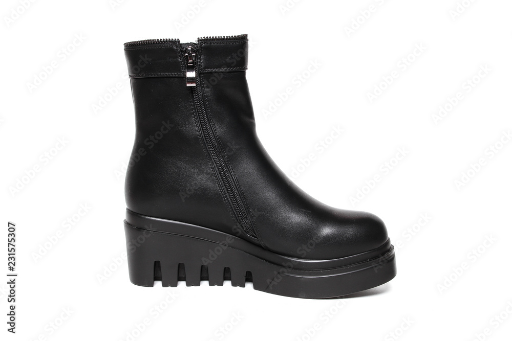 Women's demi-season shoes leather isolated on white background Women's demi-season shoes leather isolated on white background