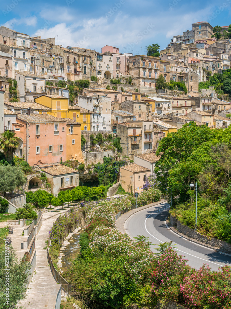 Panoramic view of Ragusa Ibla, baroque town in Sicily (Sicilia), southern Italy.