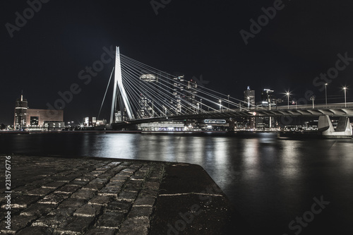 Erasmusbrug Rotterdam At Night