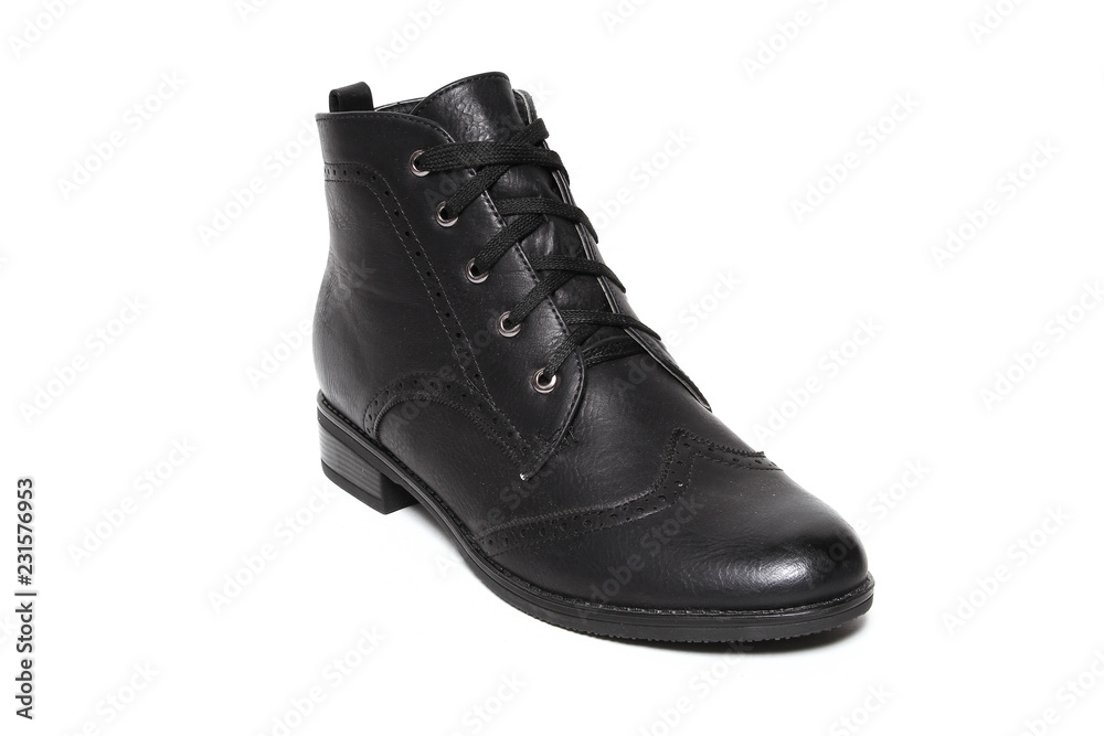 Women's demi-season shoes leather isolated on white background Women's demi-season shoes leather isolated on white background