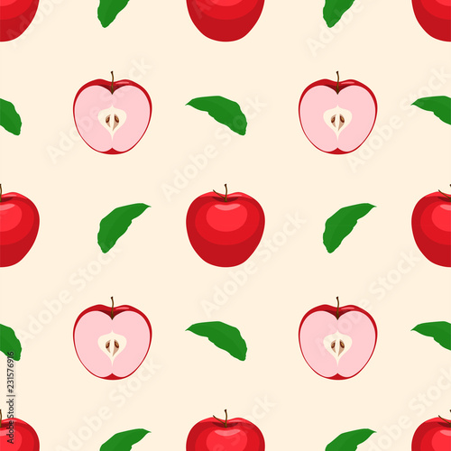 apple pattern, red apple, half, sheet